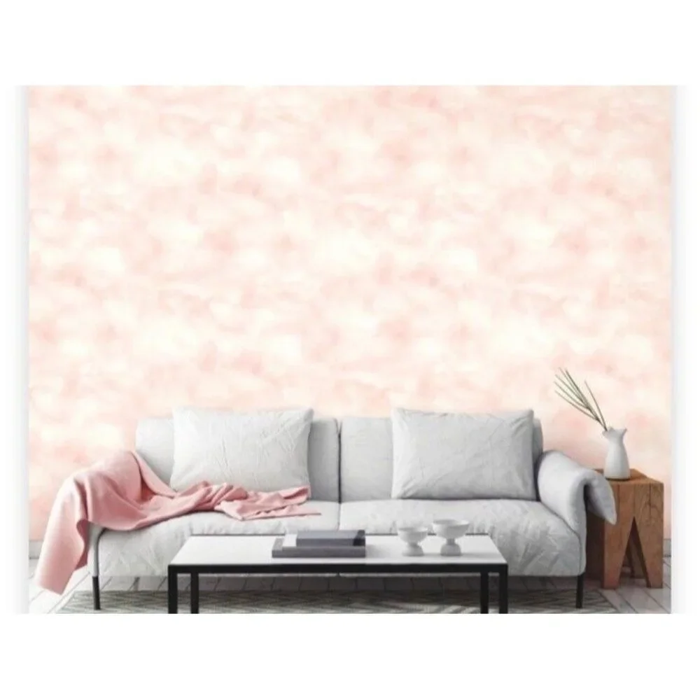 RoomMates Peel Stick Wallpaper Pink‎ Cloud Soft Whimsical Baby Girl Accent Wall